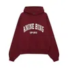 Anine Bing Long Sleeve Hooded Sweatshirt In Brown