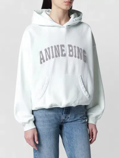 Anine Bing Hooded Top Kangaroo Pocket Ribbed Finishes In White