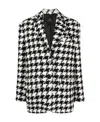 Anine Bing Houndstooth-pattern Tweed Blazer In Black