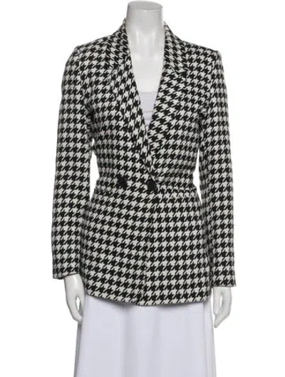 Pre-owned Anine Bing Houndstooth Print Blazer In Black