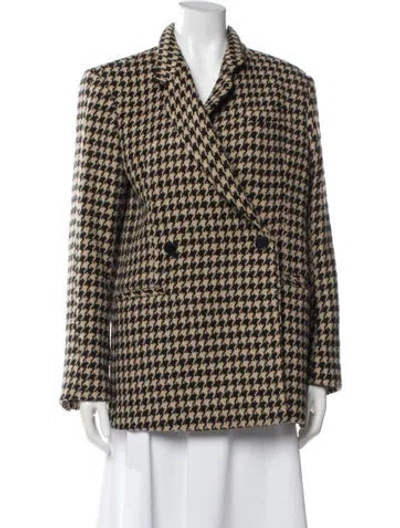 Pre-owned Anine Bing Houndstooth Print Blazer In Black
