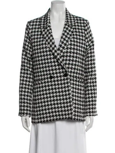Pre-owned Anine Bing Houndstooth Print Blazer In Black