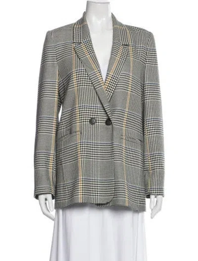 Pre-owned Anine Bing Houndstooth Print Blazer In Black
