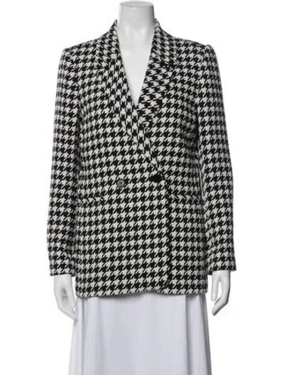 Pre-owned Anine Bing Houndstooth Print Blazer In Black
