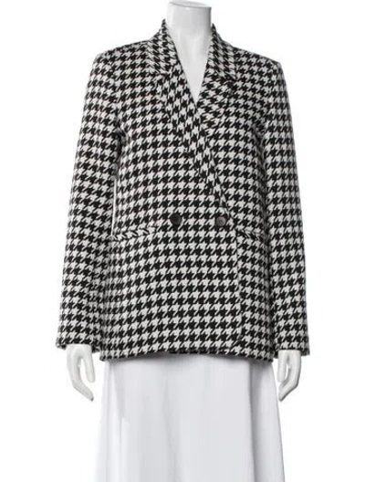 Pre-owned Anine Bing Houndstooth Print Blazer In Black