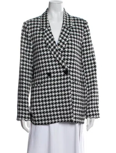 Pre-owned Anine Bing Houndstooth Print Blazer In Black/white