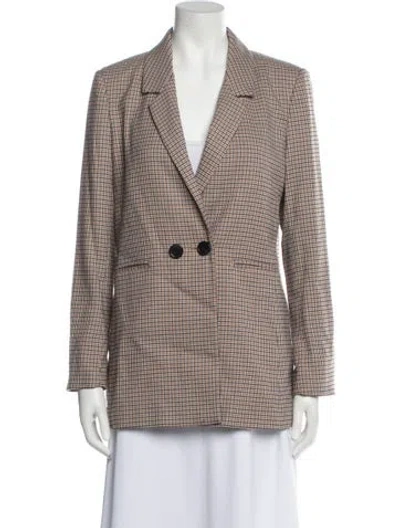 Pre-owned Anine Bing Houndstooth Print Blazer In Brown
