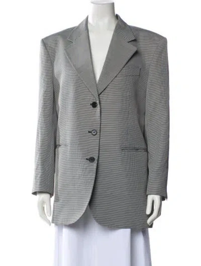 Pre-owned Anine Bing Houndstooth Print Blazer In Gray