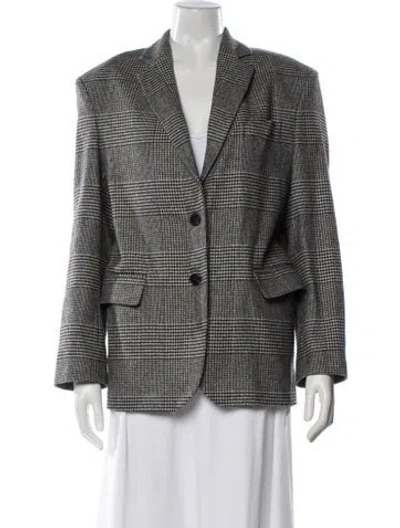Pre-owned Anine Bing Houndstooth Print Blazer In Gray
