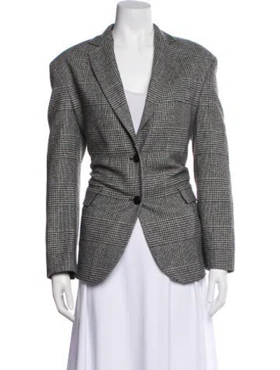 Pre-owned Anine Bing Houndstooth Print Blazer In Gray
