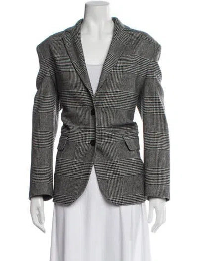 Pre-owned Anine Bing Houndstooth Print Blazer In Gray