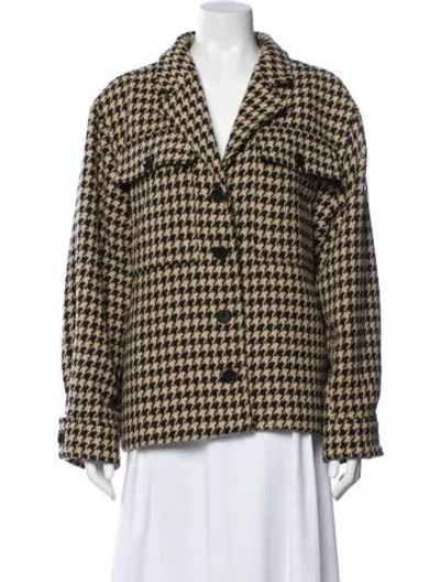 Pre-owned Anine Bing Houndstooth Print Blazer In Neutral
