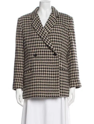 Pre-owned Anine Bing Houndstooth Print Blazer In Neutral