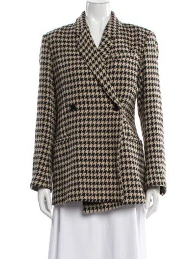 Pre-owned Anine Bing Houndstooth Print Blazer In Neutral