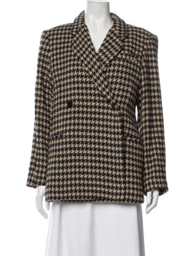 Pre-owned Anine Bing Houndstooth Print Blazer In Neutral