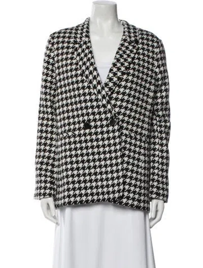Pre-owned Anine Bing Houndstooth Print Blazer In White