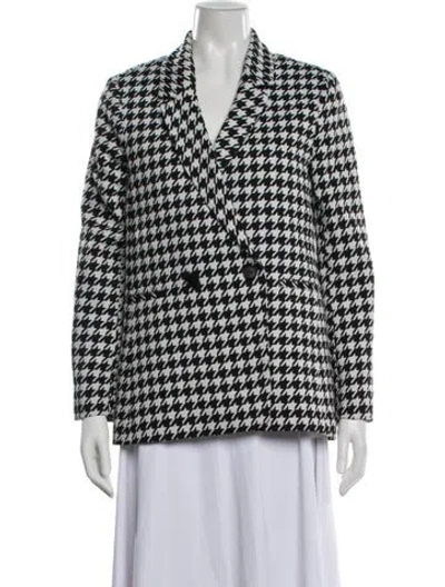 Pre-owned Anine Bing Houndstooth Print Blazer In White