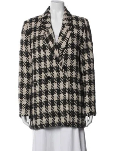 Pre-owned Anine Bing Houndstooth Print Coat In Black/neutrals