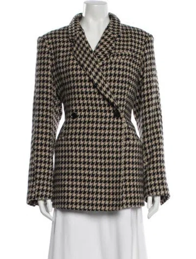 Pre-owned Anine Bing Houndstooth Print Coat In Neutral