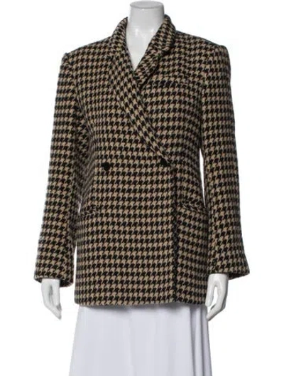 Pre-owned Anine Bing Houndstooth Print Coat In Neutral