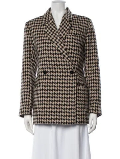 Pre-owned Anine Bing Houndstooth Print Coat In Neutrals