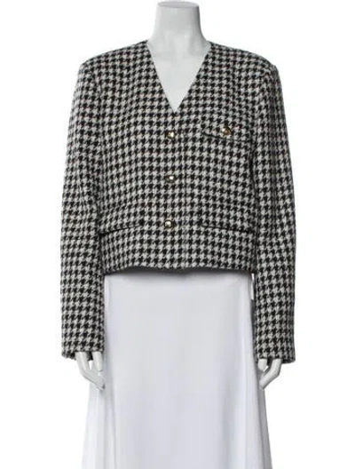 Pre-owned Anine Bing Houndstooth Print Evening Jacket In Blue