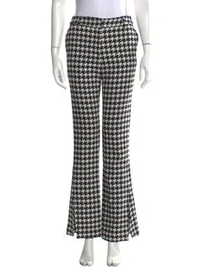 Pre-owned Anine Bing Houndstooth Print Flared Pants In Black/white