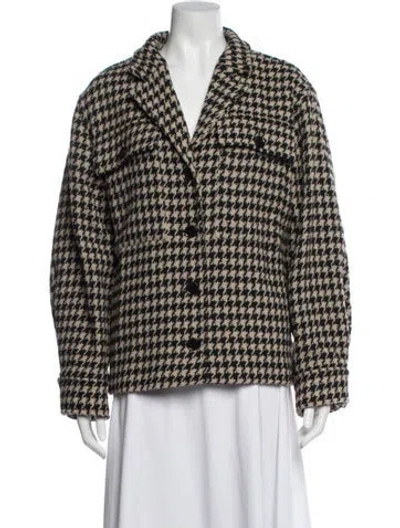 Pre-owned Anine Bing Houndstooth Print Jacket In Black