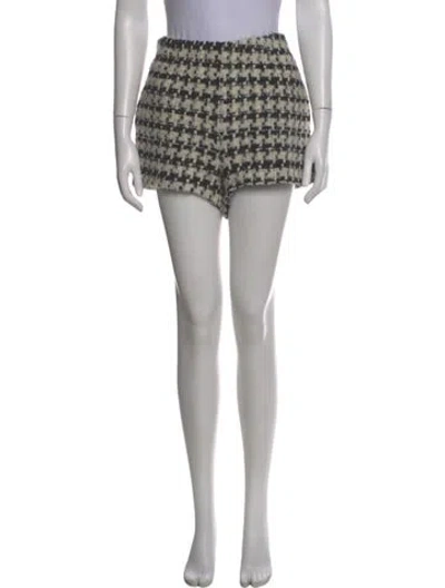 Pre-owned Anine Bing Houndstooth Print Mini Shorts In White