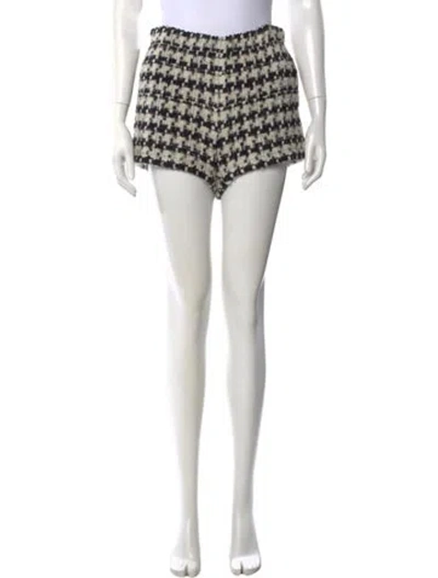 Pre-owned Anine Bing Houndstooth Print Mini Shorts In White
