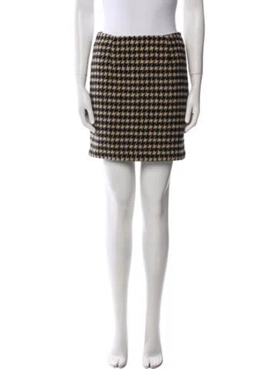 Pre-owned Anine Bing Houndstooth Print Mini Skirt In Black
