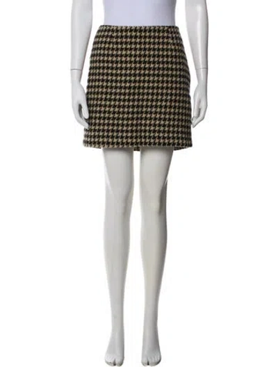 Pre-owned Anine Bing Houndstooth Print Mini Skirt In Black