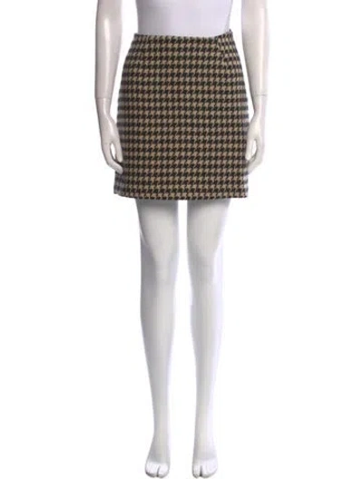 Pre-owned Anine Bing Houndstooth Print Mini Skirt In Neutral