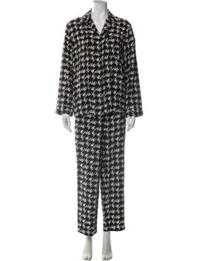 Pre-owned Anine Bing Houndstooth Print Pant Set In Neutral