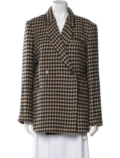 Pre-owned Anine Bing Houndstooth Print Peacoat In Black