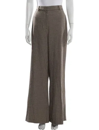 Pre-owned Anine Bing Houndstooth Print Wide Leg Pants In Multi