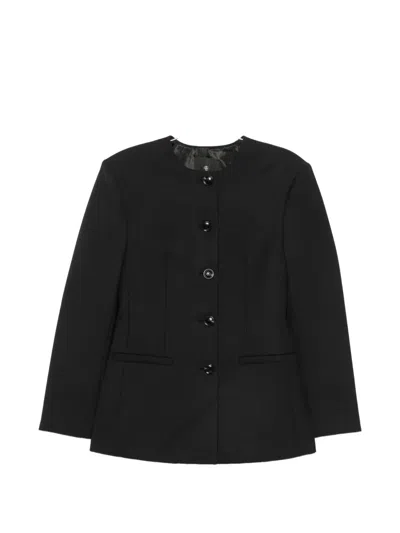 Anine Bing Huda Single-breasted Collarless Jacket In Black