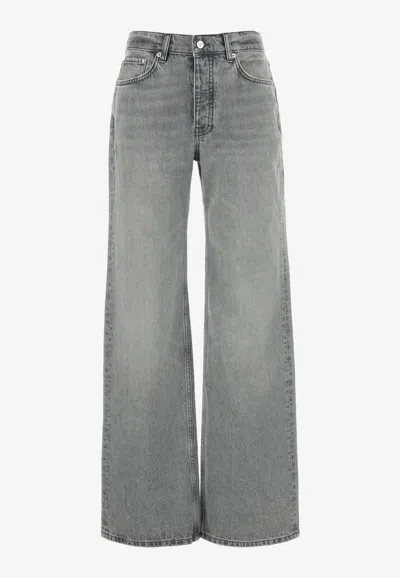 Anine Bing Hugh Faded Jeans In Gray