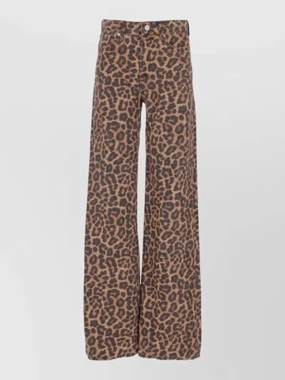 Anine Bing Hugh Jean Leopard Print Wide Leg Trousers In Brown