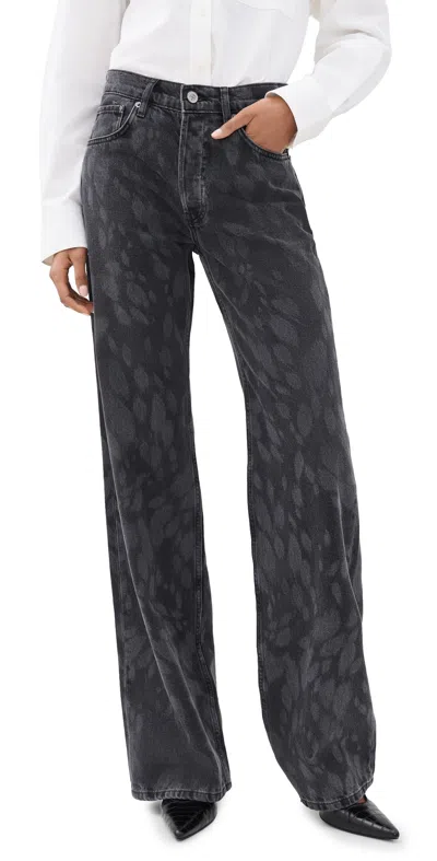 Anine Bing Hugh Jeans Abstract Washed Black