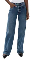 Anine Bing Raw-cut Edge Cropped Jeans In Washed Blue