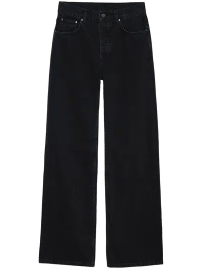 Anine Bing Logo-patch Wide-leg Jeans In Vintage Black