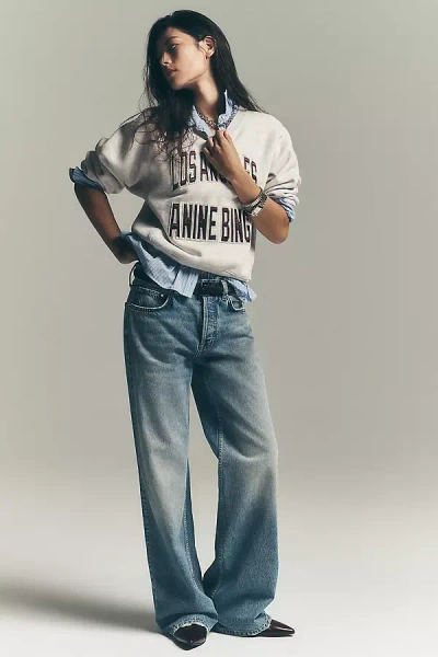 Anine Bing Hugh Mid-rise Wide-leg Jeans In Blue