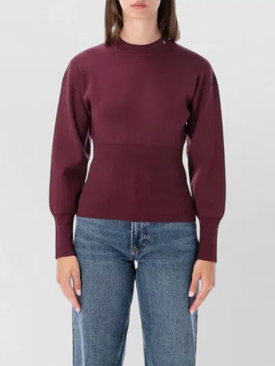 Anine Bing Viscose-blend Crewneck Jumper With Ribbed Trims In Brown