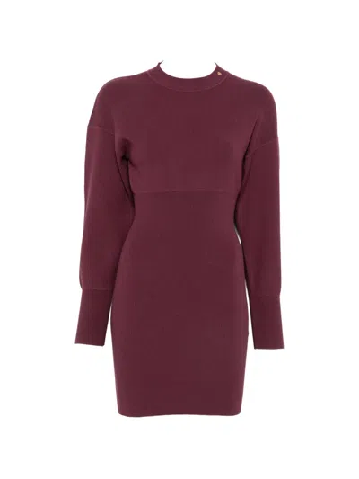 Anine Bing Imane Ribbed-knit Long-sleeve Mini Dress In Red