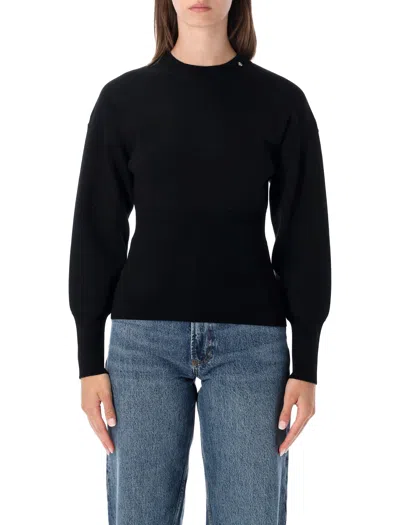 Anine Bing Imane Sculpted Crewneck Sweater In Nero