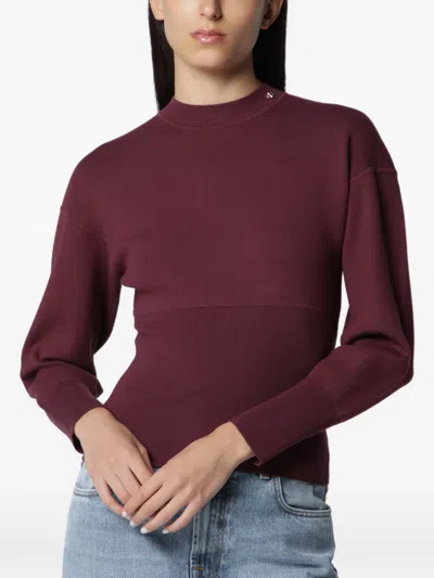 Anine Bing Viscose-blend Crewneck Jumper With Ribbed Trims In Brown
