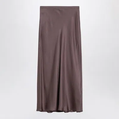 Anine Bing Bar Fluted Silk-satin Midi Skirt In Brown