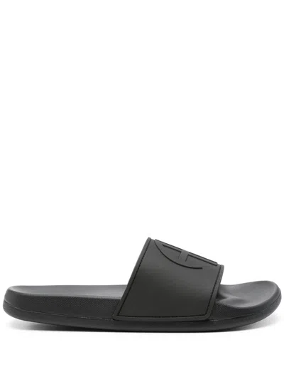 Anine Bing Isla Slides In Black Monogram