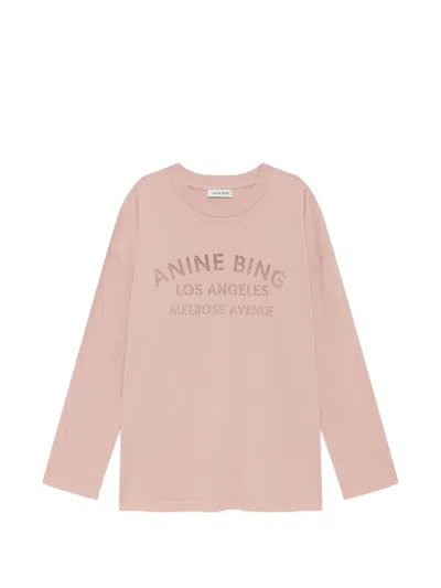 Anine Bing Ivan Long-sleeve Cotton T-shirt In Pink